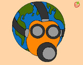 Dibujo Tierra con máscara de gas pintado por mmmakylu