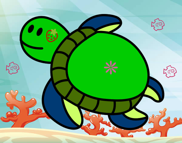 Dibujo Tortuga nadando pintado por jahebara