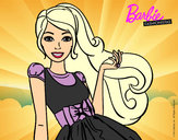 Dibujo Barbie con su vestido con lazo pintado por mar123