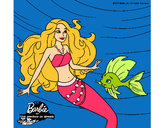 Dibujo Barbie sirena con su amiga pez pintado por agusnou