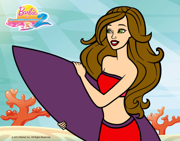 Dibujo Barbie va a surfear pintado por Marina14