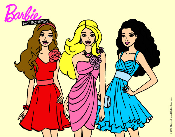 Dibujo Barbie y sus amigas vestidas de fiesta pintado por ALBA123 