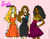 Dibujo Barbie y sus amigas vestidas de fiesta pintado por annycristi