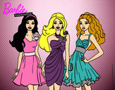 Dibujo Barbie y sus amigas vestidas de fiesta pintado por anyuri