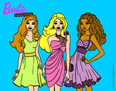 Dibujo Barbie y sus amigas vestidas de fiesta pintado por natanatati