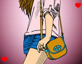 Dibujo Chica con bolso pintado por 12-6-1