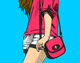 Dibujo Chica con bolso pintado por agata