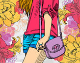 Dibujo Chica con bolso pintado por Aylentega