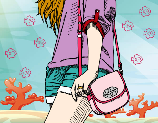 Dibujo Chica con bolso pintado por azalea200