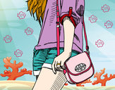 Dibujo Chica con bolso pintado por azalea200