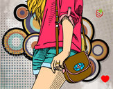Dibujo Chica con bolso pintado por Marina14