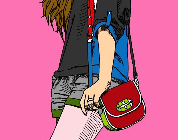 Dibujo Chica con bolso pintado por riveritas