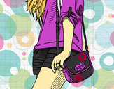 Dibujo Chica con bolso pintado por Vale2302