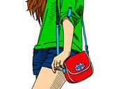 Dibujo Chica con bolso pintado por yoe680