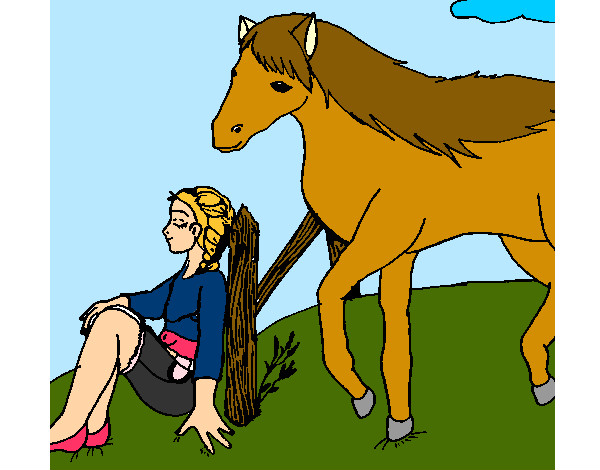 Dibujo Chica y caballo pintado por annycristi