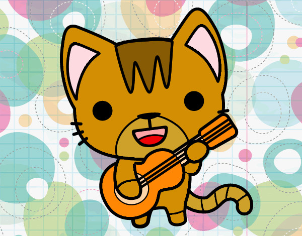 Gatito tocando la guitarra
