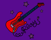 Dibujo Guitarra y estrellas pintado por Janis