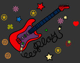 Dibujo Guitarra y estrellas pintado por riveritas