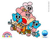 Dibujo Gumball y amigos contentos pintado por miliyprisi