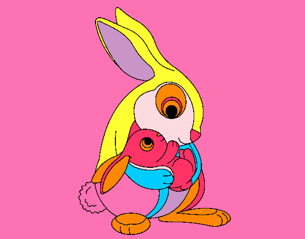 Dibujo Madre conejo pintado por cami146