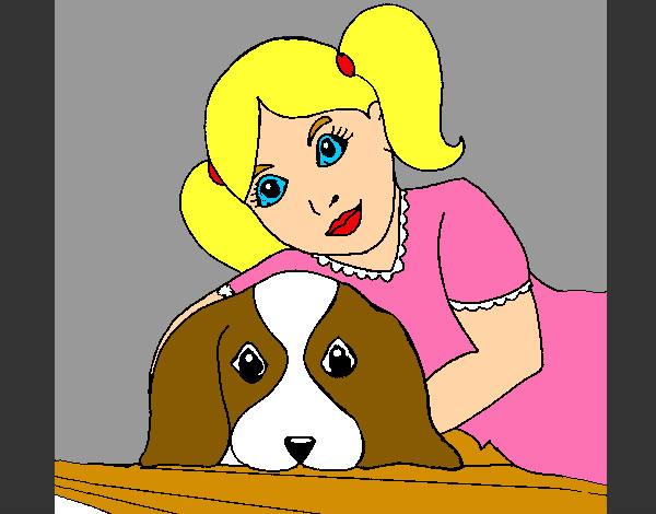 Dibujo Niña abrazando a su perro pintado por crisaba