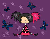 Dibujo Niña con mariposas pintado por majo_22