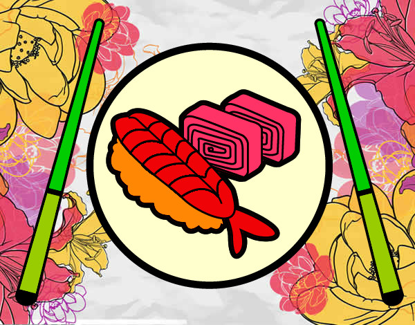 Dibujo Plato de Sushi pintado por serjios