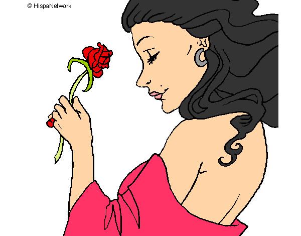 Dibujo Princesa con una rosa pintado por annycristi