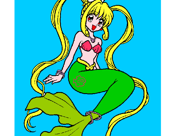 Dibujo Sirena con perlas pintado por serjios