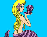 Dibujo Sirena y perla pintado por crisaba