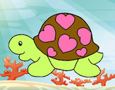 Dibujo Tortuga con corazones pintado por gessenia 