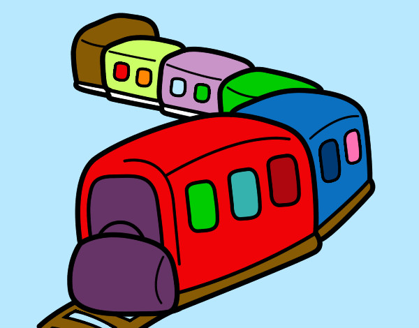 Dibujo Tren en camino pintado por abuelos