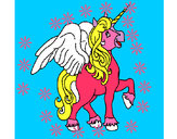 Dibujo Unicornio con alas pintado por serjios
