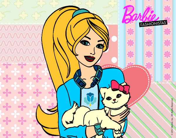 Dibujo Barbie con su linda gatita pintado por biancaviol