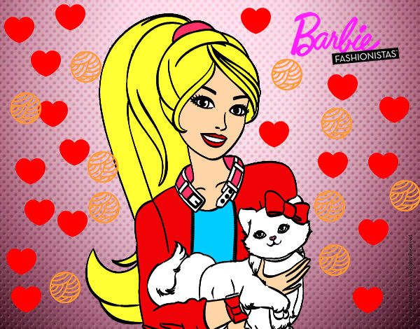 Barbie con su linda gatita