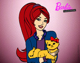 Dibujo Barbie con su linda gatita pintado por KathGame