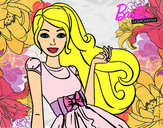 Dibujo Barbie con su vestido con lazo pintado por ambiente13