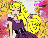 Dibujo Barbie con su vestido con lazo pintado por AmuNyan