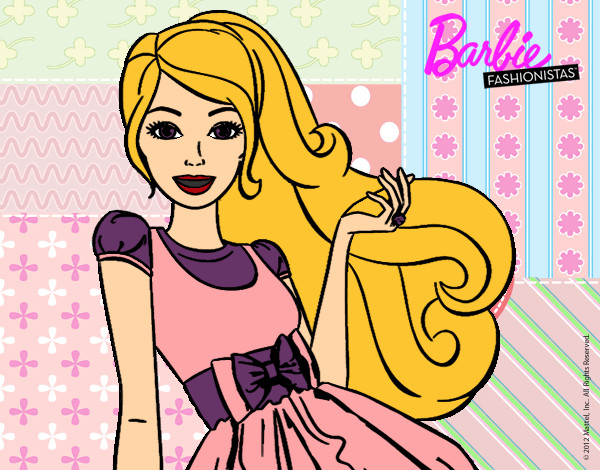 Dibujo Barbie con su vestido con lazo pintado por biancaviol