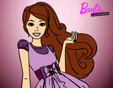 Dibujo Barbie con su vestido con lazo pintado por KathGame