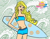 Dibujo Barbie con tabla de surf pintado por miky123