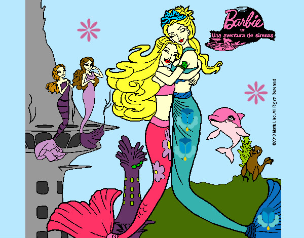 Dibujo Barbie sirena y la reina sirena pintado por inno23