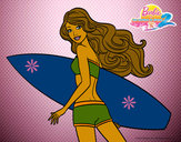 Dibujo Barbie surfera pintado por annycristi