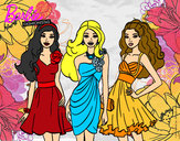 Dibujo Barbie y sus amigas vestidas de fiesta pintado por AmuNyan