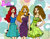Dibujo Barbie y sus amigas vestidas de fiesta pintado por KathGame