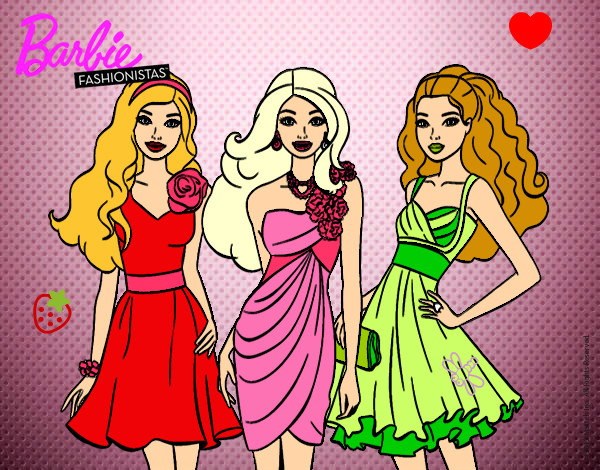 Dibujo Barbie y sus amigas vestidas de fiesta pintado por marta1