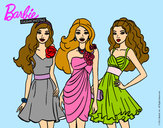 Dibujo Barbie y sus amigas vestidas de fiesta pintado por Veroluna1