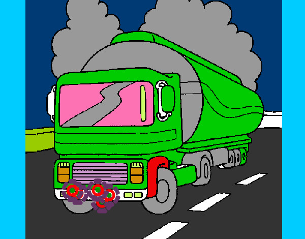 Dibujo Camión cisterna pintado por lasercano