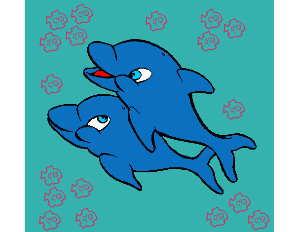 2 delfines abrazados