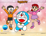 Dibujo Doraemon y amigos pintado por marta1